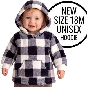 New Size 18M Sherpa Hoodie Sweatshirt sweater plaid 18 months White Black NWT To